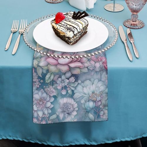 Servilletas de Tela con Flores Estilo Azul 4 Piezas miniatura 4