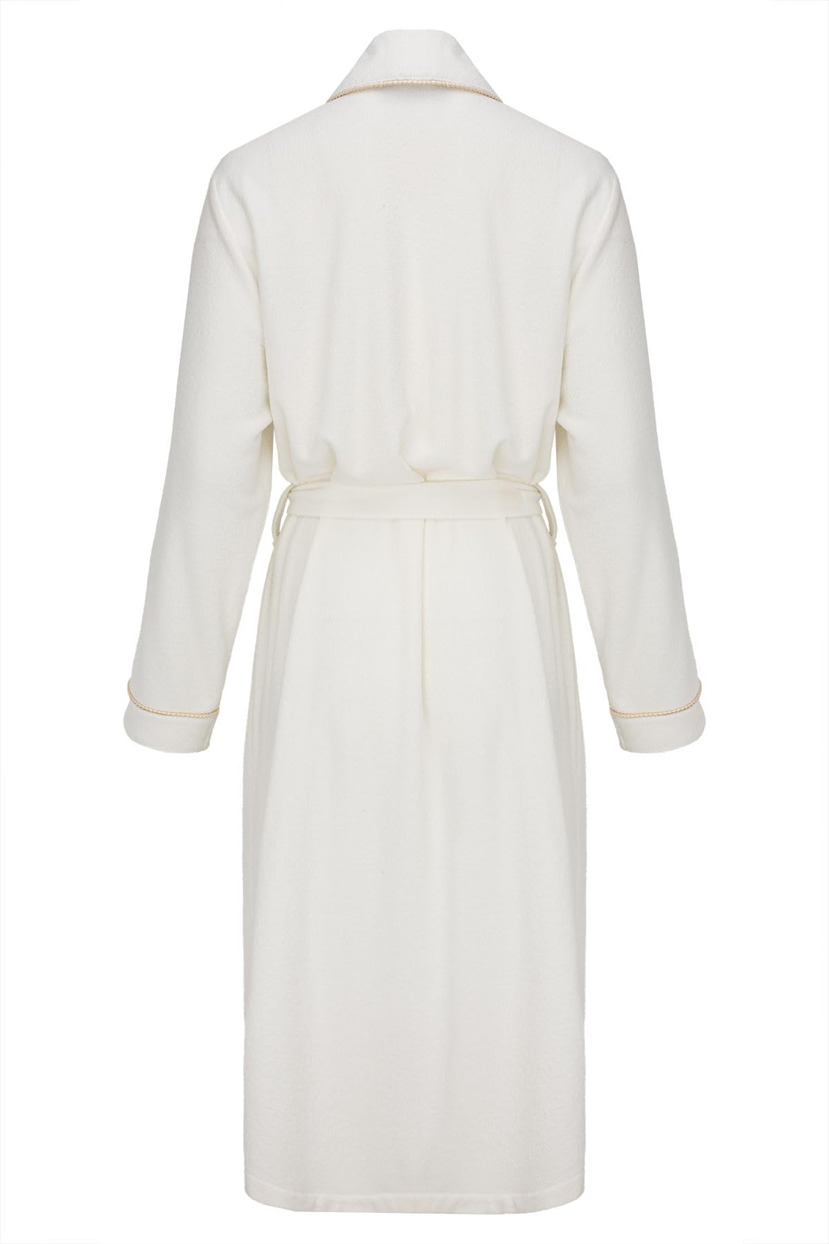 RE-650 Damen Morgenmantel, Hausmantel, Bademantel aus 80% Viskose, kuschelig weich und warm, elegant, Ecru