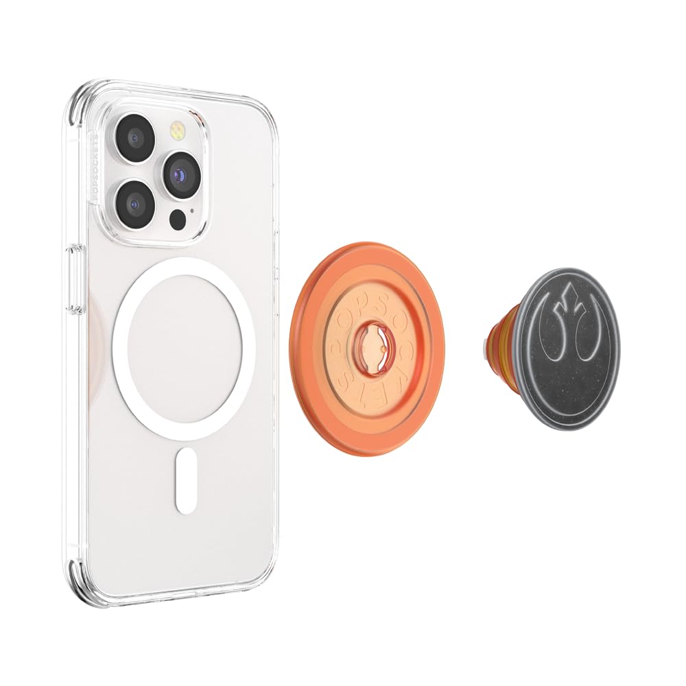 PopSockets: PopGrip Round per Magsafe - Anello Adattatore per MagSafe Incluso - Supporto e Impugnatura per Telefoni Cellulari e Custodia con un Top Intercambiabile - Distressed Rebel Symbol