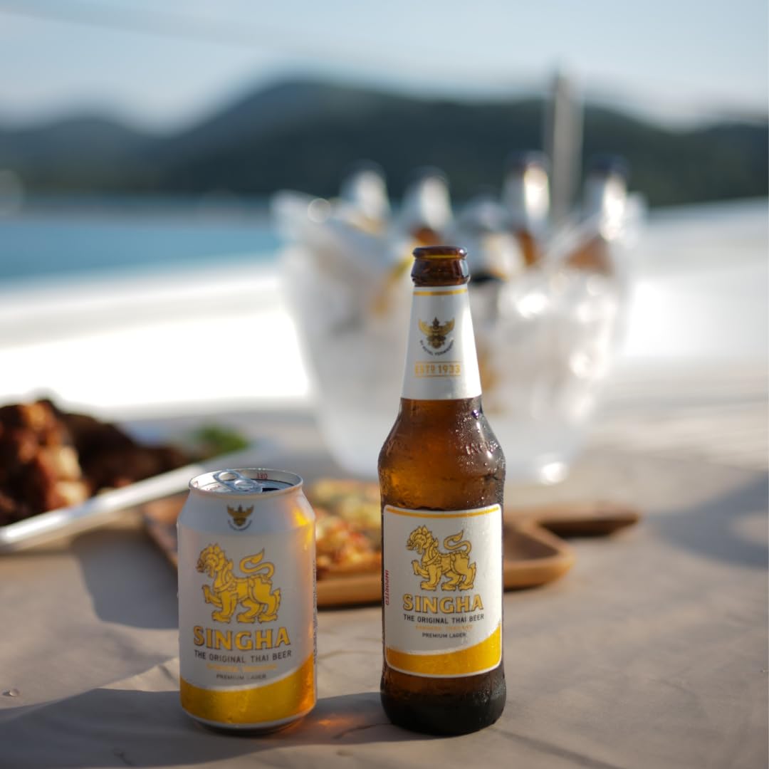 SINGHA Thailändisches Bier, Premium Lagerbier, Dosenbier, 5% volume (24 x 0,33l)