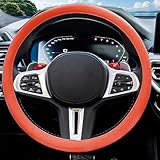 JDDRY Car Steering Wheel Cover,Silicone Car Steering Wheel Protector,Universal Fit Automotive Steering Wheel Cover,Car Steering Wheel Protective Cover(Orange,1PC)