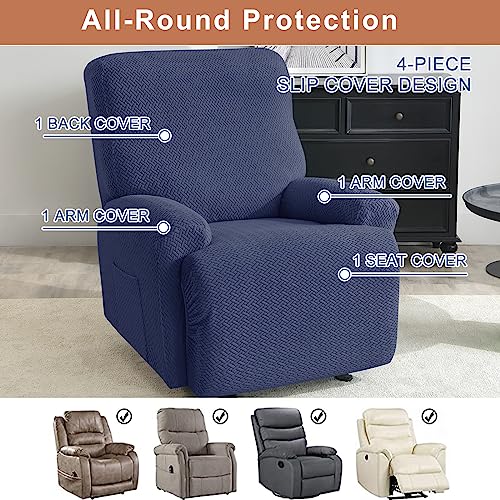 Image of Eco-Ancheng Recliner Slipcovers 4-Pieces Lazyboy Recliner Covers Recliner Couch Covers Recliner Chair Cover Non Slip Reclining Slipcovers with Storage Pockets Furniture Protector for Living Room