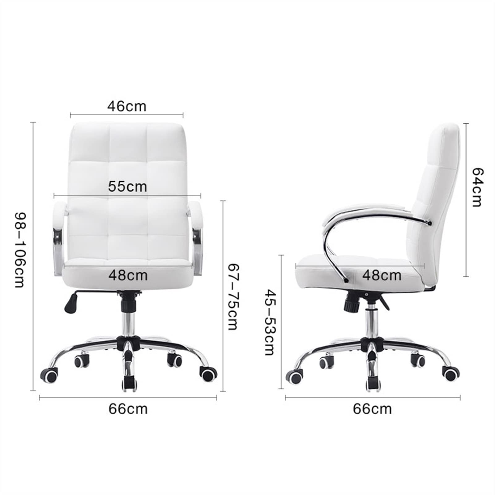 krzesło biurowe Ergonomiczne krzesło biurowe Krzesło biurowe z wysokim oparciem — białe/czarne Obrotowe krzesło biurowe LeatherSoft — krzesło obrotowe (Color : White)