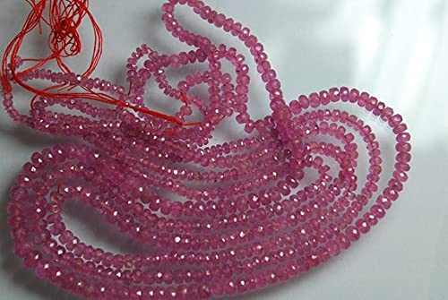Saphir rose perles rondelles facettées 5-3mm pierre naturelle véritable pour création bijoux