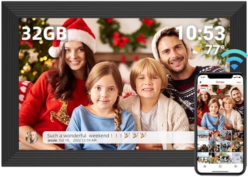 FRAMEO WiFi Digital Picture Frame, 10.1 Inch Smart Digital Photo Frame 1280x800 IPS LCD Touch Screen, Auto-Rotate, Built in 32GB Memory, Share Photo or Video Instantly via Frameo App from Anywhere