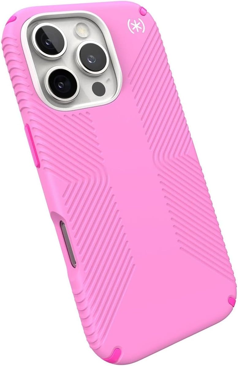 Speck Presidio2 Grip MagSafe Case for Apple iPhone 16 Pro, True Pink/Shocking Pink