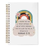 VNWEK Bible Scripture Romans 8:18 Our Present Sufferings Are Not Worth Comparing Spiral Notebook Journal 5.5 x 8.3 inches,Christian Lined Hardcover Spiral Notebook,Christian Gifts for Women Girls