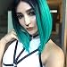 AISI HAIR Synthetic Hair Wig Short Straight Bob Wig for Woman Ombre Color Black With Blue + a free wig cap … (light green)