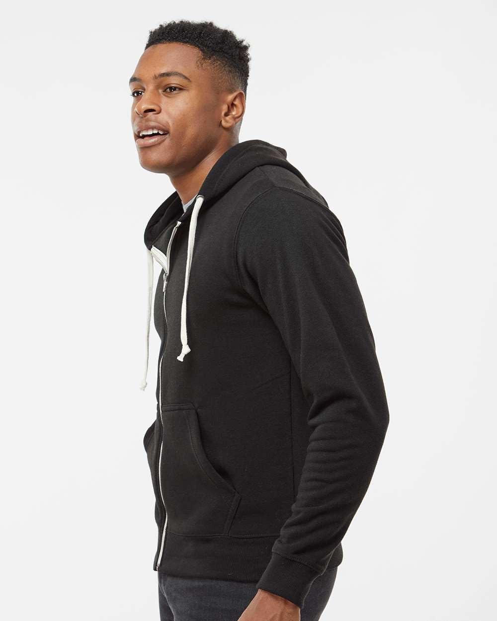 J. America Triblend Full-Zip Hooded Sweatshirt 3XL Black Triblend
