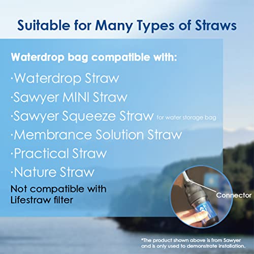Waterdrop Gravity Water Bag For Camping, Travel, Backpacking, Hiking And Emergency, Compatible With Water Filter Straw, Flex Foldable, 1.5 Gal Bag #TOP2