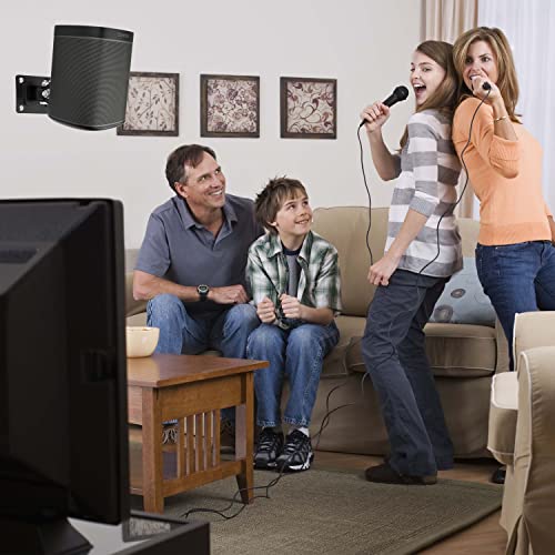 Mippko 2 Pack Speaker Wall Mount Holder For Small Speakers，Bookshelf Speaker Surround Sound Speaker Mount,180°Adjustment Metal Bracket,Hold Up 11 Lbs, Black #TOP3