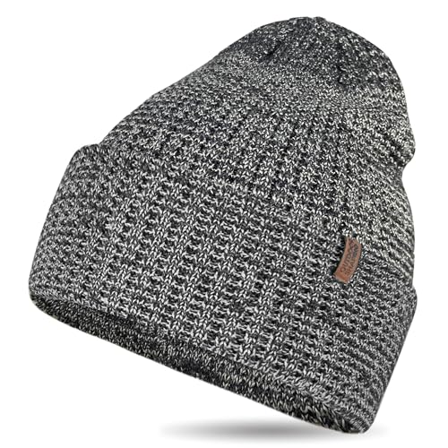 Outdoor Shaping Soft Merino Wool Blend Knit Cuffed Beanie for Men Women Winter Warm Ski Skull Caps Black
