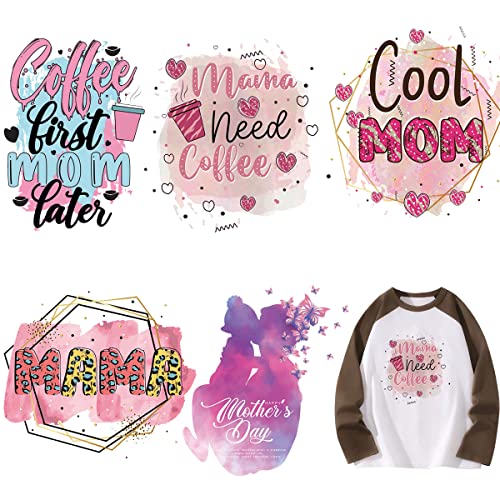 Mother’s Day Iron On Transfer Happy Mothers Day Iron On Decals T-Shirt Iron On Patches Heat Transfer Stickers Geometric Line Letter Design Thermal Transfer Applique Costume Diy Supplies For Women 5Pcs #TOP8