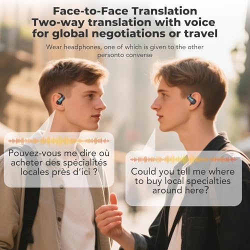 Image of ERAZER X8 Translator Earbuds Real-time AI Language Translation Earbuds for 165 Languages, Two-Way Translation Device for iOS and Android, Travel, Business, and Learning Black