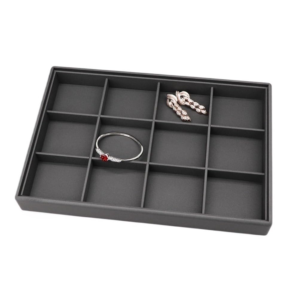CLQYXRMVC Jewelry Organizer Stand Black 12 Compartment Jewelry Box Home Storage Ring Earring Bracelet Tray Necklace Display Stand