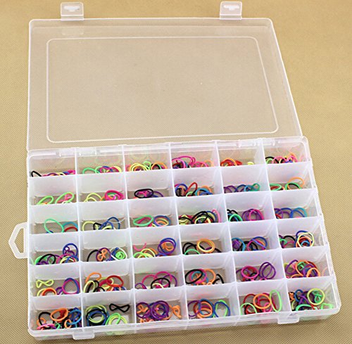 SENREAL 36 Grid Clear Plastic Adjustable Craft Beads Jewelry Sewing Storage Box Case Organizer Container Divider Portable Electronics Parts Gadgets Tool Storage Box