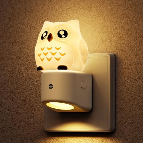 LOHAS-LED Nachtlicht Steckdose, 3D Eule Nachtlicht mit Dämmerungssensor | RGB + Warmweiß 3000K, Farbwechsel, Niedliches Nachtlichter für Flur, Treppenhaus, Schlafzimmer, Küche, Toi