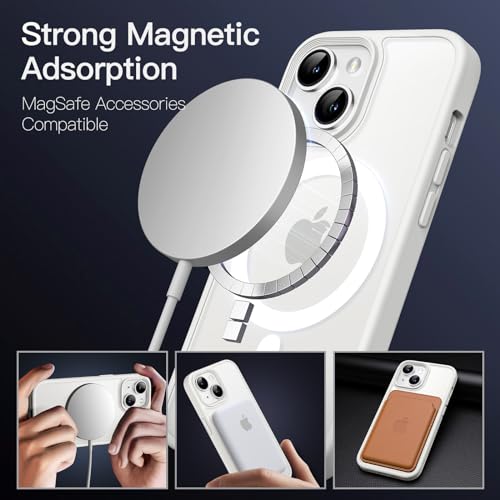 Image of JETech Magnetic Cover Case for iPhone 13 6.1-Inch Compatible with MagSafe, Translucent Matte Back Slim Shockproof Phone Cover (Starlight)