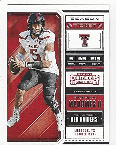 Pat Mahomes II Rookie Collectible Football Card - 2018 Panini Contenders Draft Picks Basketball Card #79 (Texas Tech Red Raiders) Free Shipping