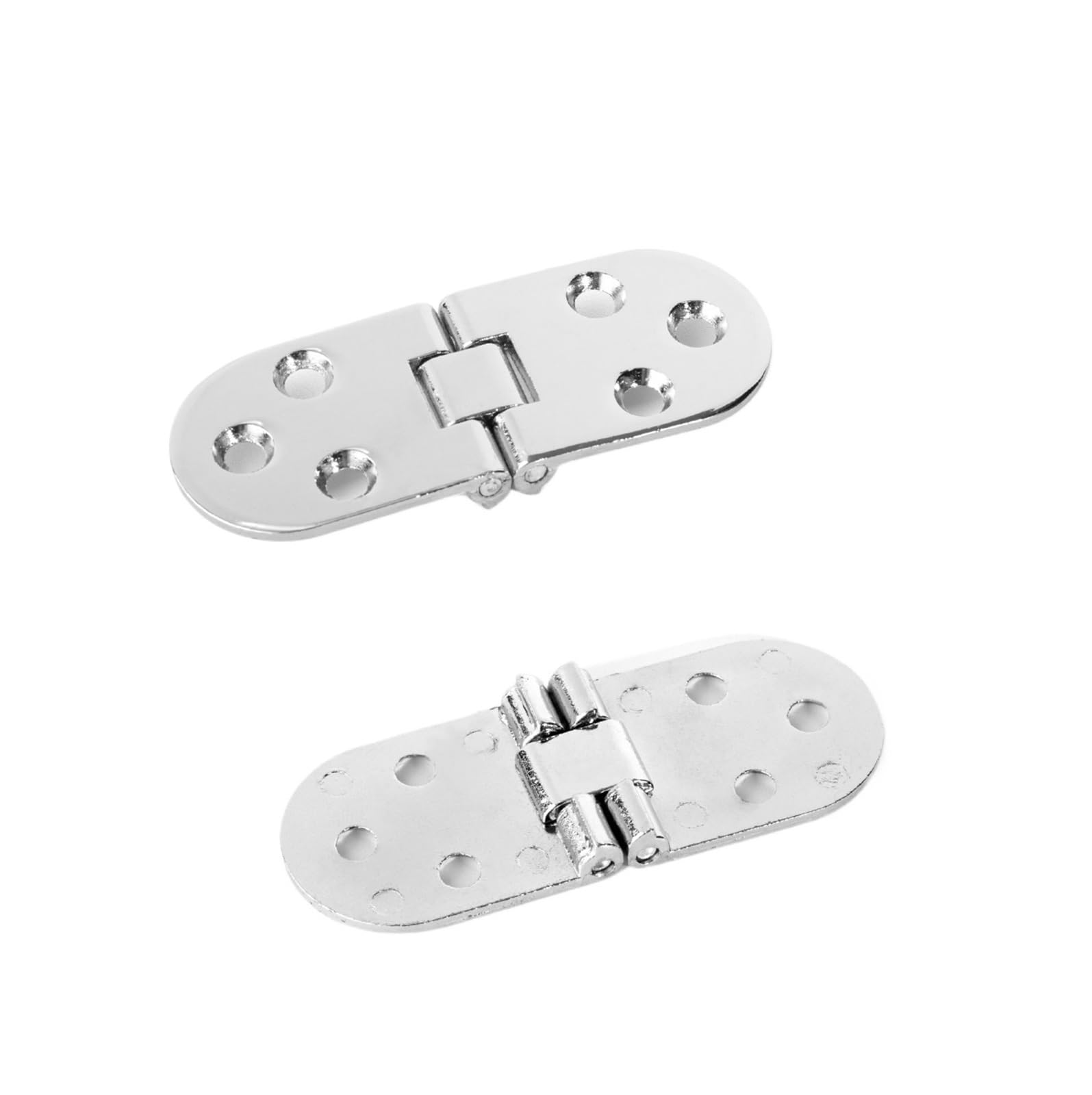 180° Foldable Rounded Corner Screw-On Hinges, 2pcs(Nickel)