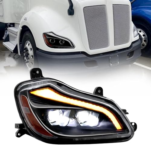 aostirmotor Right/Passenger Side LED Headlight Compatible with 2013-2021 Kenworth T680 LED Performance Headlamp DRL (Right/Passenger Side)