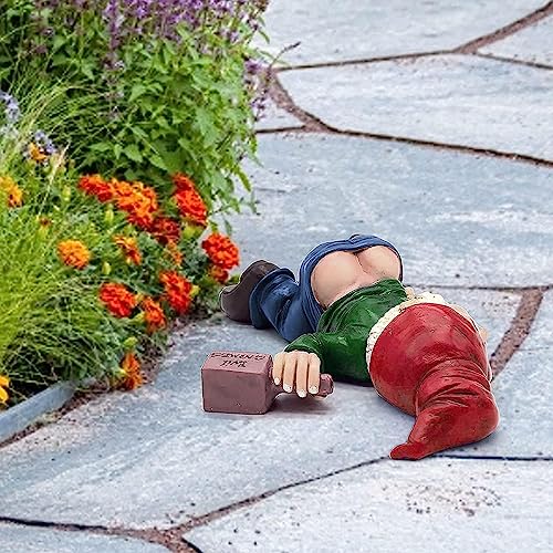 SXFENG Garden Gnome Statue - Naughty and Funny Outdoor Ornament, Indoor or Outdoor Decorations, Resin Statues (Green) - Image 3