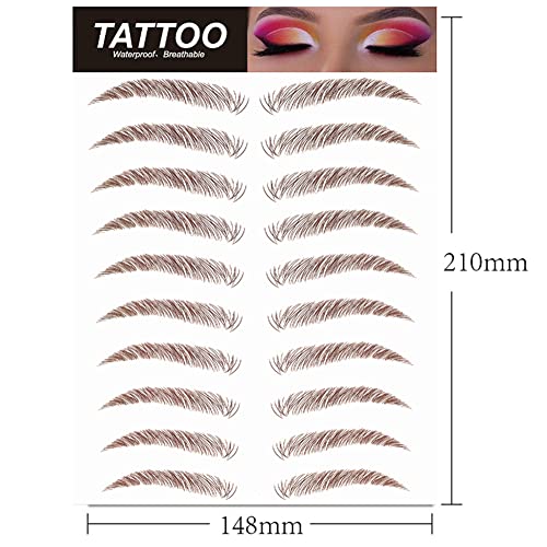 Benuomi 20 Pairs Eyebrow Tattoo Stickers, Waterproof Eyebrow Transfers Stickers Peel Off 6D Eyebrow Tattoo Sticker Nature False Eyebrows Hair-Like Long Lasting Tattoo Eyebrow For Woman Makeup Tool (Brown-03, Brown) #TOP1