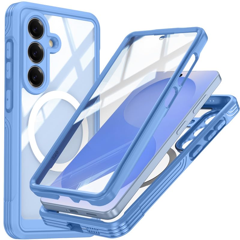 Image of LuxuryKase Shockproof Front & Back Cover for Samsung Galaxy S26 Plus with Full Body Protection | Strong Grip | Camera & Screen Guard | Wireless Charging Support | Durable TPU+PC Design - Blue