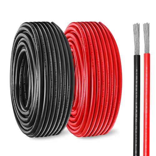 14 Gauge Marine Wire Tinned Copper Boat Cable Standard USA OFC Oxygen Free Copper Wire for Automotive Boat Speakers Solar Outdoors (14 Gauge 20FT Red+20FT Black)