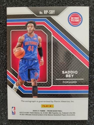 Miniatura 2 de Saddiq Bey 2020-21 PANINI PRIZM "PENMANSHIP" ROOKIE AUTO #RP-SBY DETROIT PISTONS - Basketball Cards