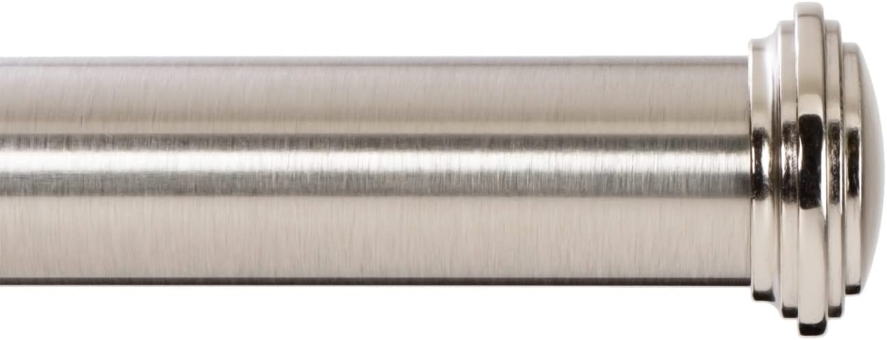 Ivilon Window Curtain Rod Decorative End Cap Design, 1 Inch Rod, 72 to 144 Inch. Brushed Nickel 72" to 144" Brushed Nickel