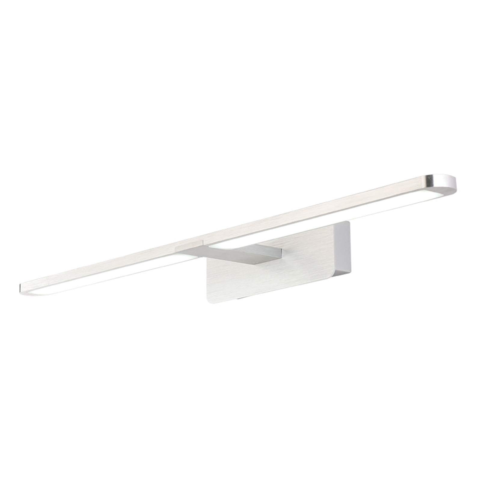 Éclairage miroir salle de bain LED 6000K moderne en argent brossé avec abat-jour acrylique