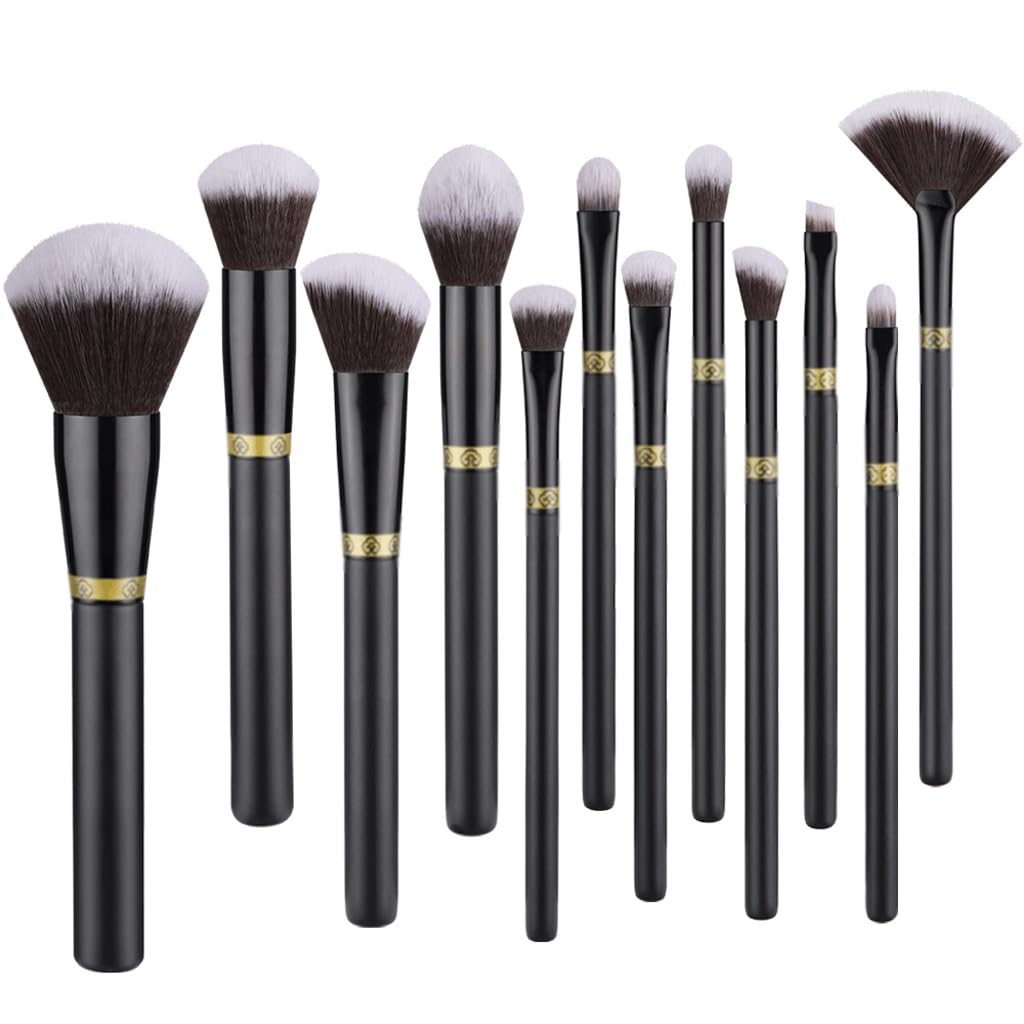 12 pezzi di set pennelli for trucco nero Pennello for cipria for correttore Ombretto for sopracciglia Strumenti bellezza
