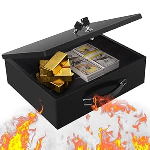 Crinwaki Feuerfeste Dokumentenbox mit Schlüsselschloss