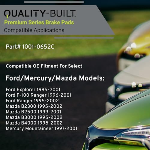Image of QUALITY-BUILT Front Ceramic Brake Pads, Premium 1001-0652C, Compatible with 1995-2002 Ford /Mazda /Mercury (B2300,B2500,B3000,B4000,Explorer,F-100 Ranger,Mountaineer,Ranger)