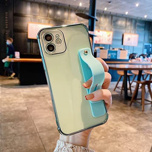 Coque antichoc iPhone 14 pour éviter les chutes avec dragonne et support de table vert