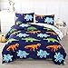 RYNGHIPY Cartoon Dinosaur Comforter Set, Dark Blue Dinosaur Kids Bedding Set for Boys, Dinosaurs Print Comforter Sets for Kids/Toddlers/Teens (Dinosaur,Full)