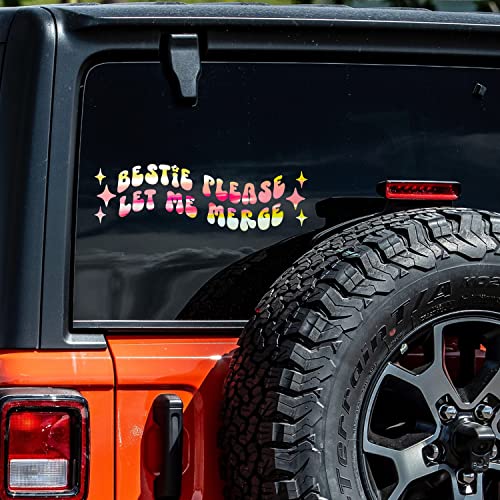 Gritkulture Bestie Please Let Me Merge Funny Meme Car Transfer Decals And Bumper Stickers For Cars, Trucks, Automobiles And Windows (Pink) #TOP5