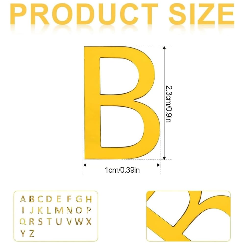 Teegxddy 52 Pz Brev A-Z Topper Fu00f6r Tu00e5rta Brev Alfabet Guld Spegel
