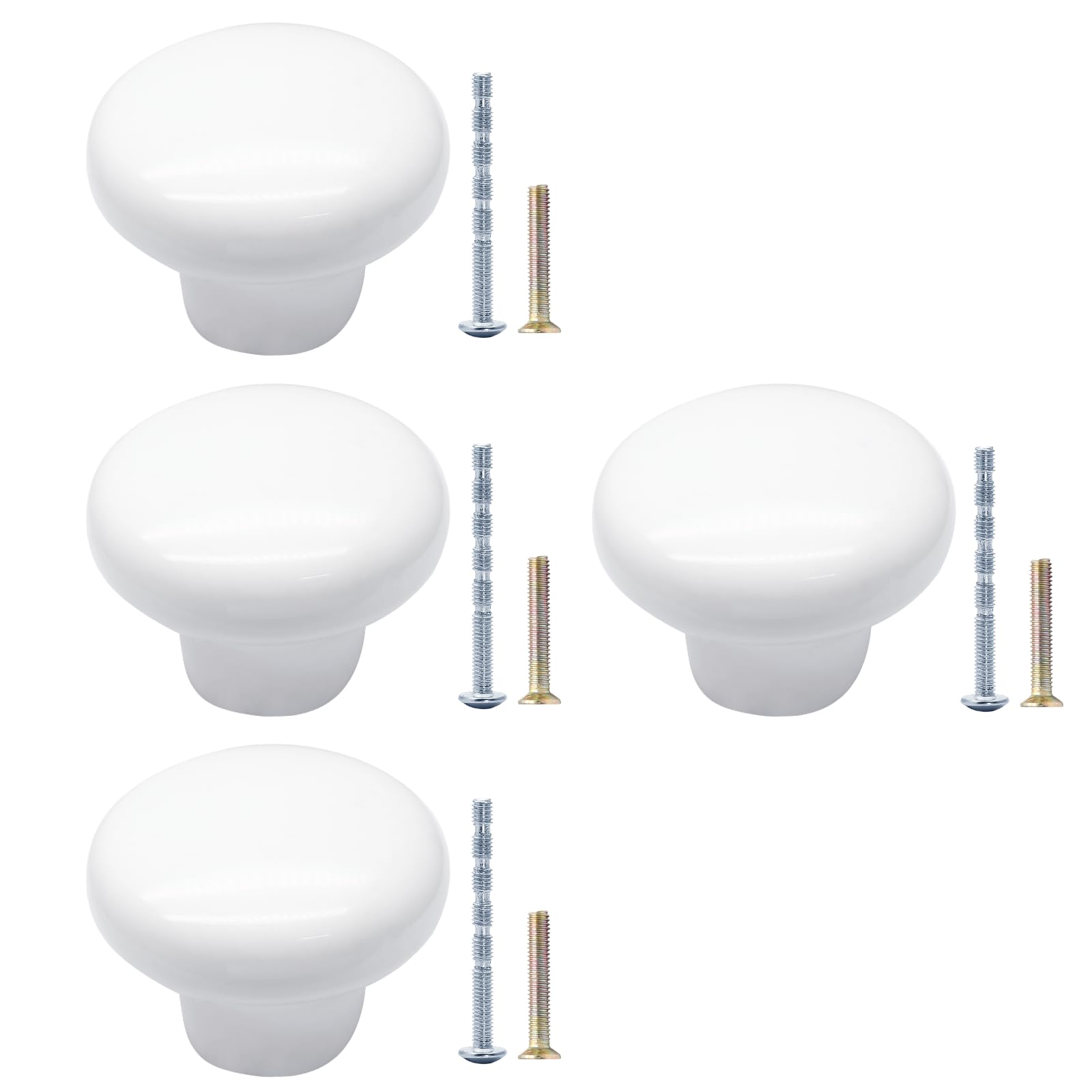 suiwotin 4pcs White Ceramic Knobs, Round Ceramic Cabinet Knobs, Pantry Cabinet Knobs Pulls, Decorative Ceramic Drawer Knobs Pull Handles for Closet, Cupboard, Furniture Door Knobs
