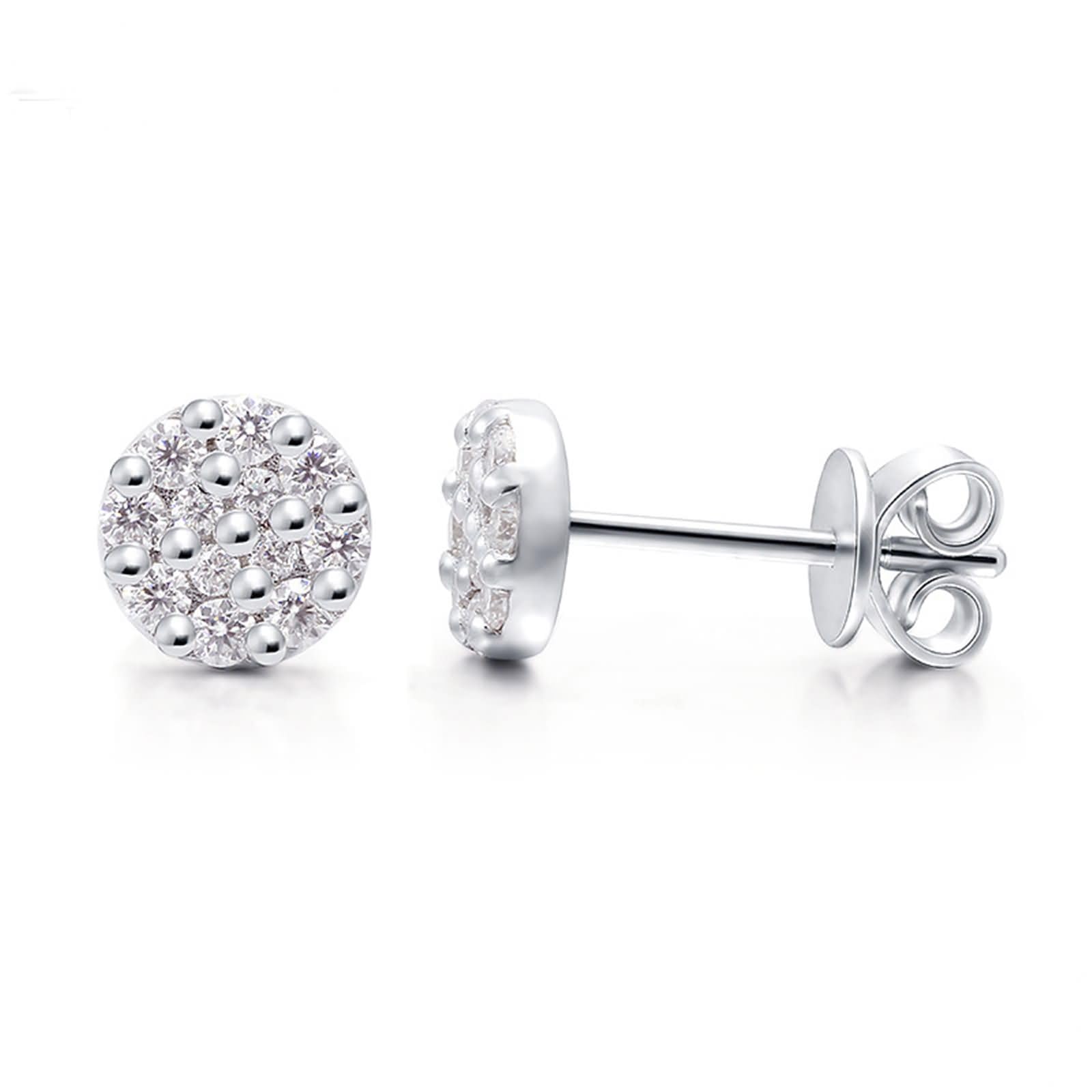 Weißgold 375/585 / 750 Ohrringe Damen, Rund mit Moissanit, Schmuck Silber Frauen Ohrringe