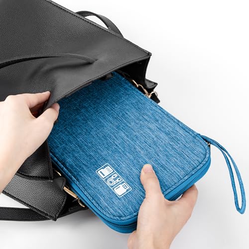 Tunejoy Bolsa de Cable de Viajes Estuche para Electrónicos Accesorios Portátil Bolsa Organizador Cables Impermeable para USB Disco Flash Cargador 24x16,5x1,8 cm Azul Cielo - imagen 6
