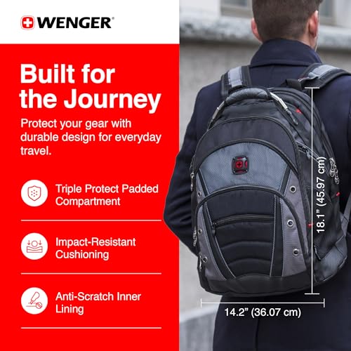 Image of Wenger Synergy Laptop Backpack, Fits 16 Inch Laptop, Men's and Women's Laptop Bag, Black /Grey