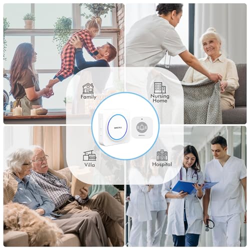 SINGCALL Wireless Portable Caregiver Pager Panic Alarm System Personal Alarm for Elderly/Kids/Pregnant/Patients 32 Chimes & 0-100dB Volume 1 Rechargeable Portable Receiver+ 2 Emergency Call Buttons - Image 5