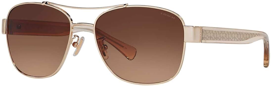 Amazon.com: Coach HC7064 Sunglasses, Light Gold/Brown