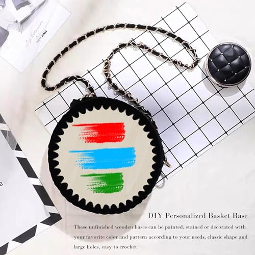 Image of 5 PCS Wooden Crochet Bag Bottom, Circle Wooden Basket Bottom Wooden Base Shaper Blank Crochet Base for DIY Basket Craft Weaving Making Supplies