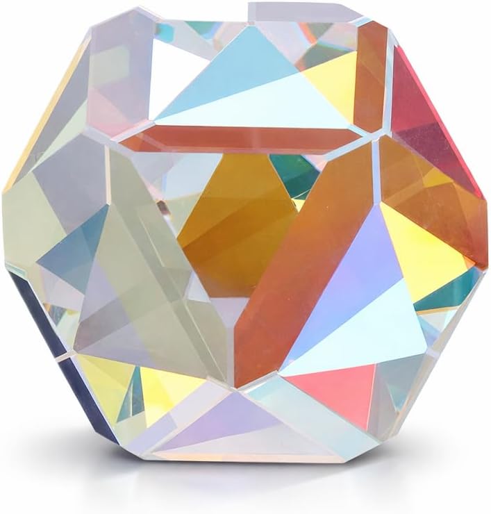 Fabater Color Cube Prism, K9 Optical Crystal Glass Polyhedron RGB Dispersion Prism for Physics Teaching, Photography Props, Desktop Decoration, 9.8 x 9.8 x 9.8 in