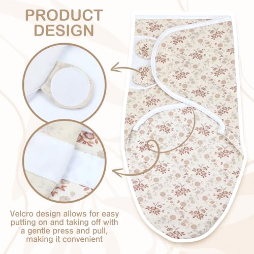Image of Cinaci 2 Pack Adjustable Soft Cotton Blend Newborn Baby Receiving Swaddle Blankets Sleep Sacks with Nursery Hats Caps Beanies Bonnets for Baby Girls Boys Newborns Infants
