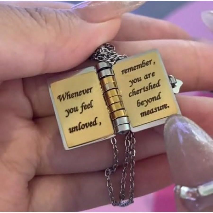 My Little Star Book Necklace,My Incredible Daughter Book Necklace for Daughter,Openable with 6 Pages of Engraved Information,Birthday Day Gift Graduation Jewelry of Love