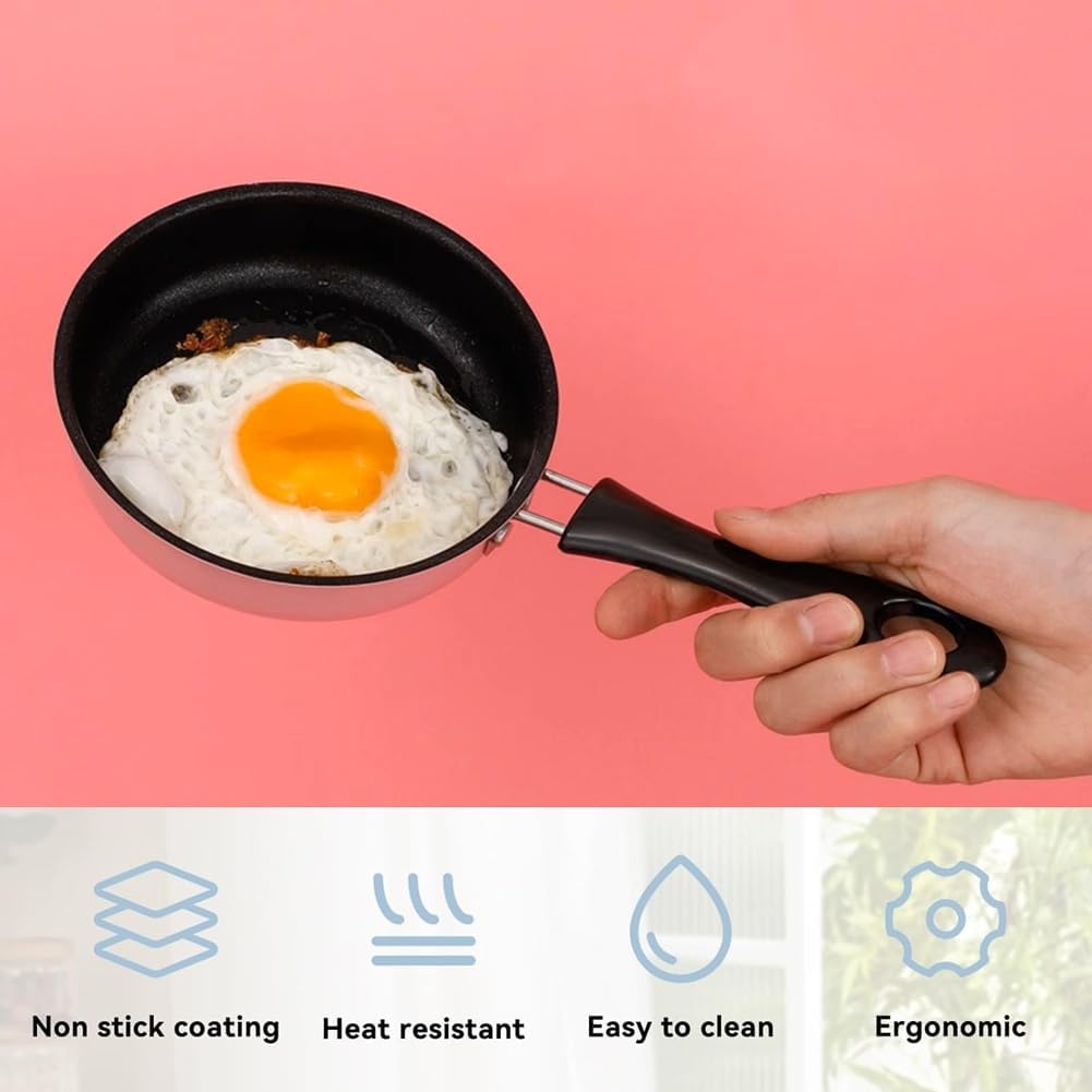 Nonstick Frying Pan 4.9 Inch(12.5cm) Round Egg Pan One Egg Fry Pan Egg Pancake Maker Omelet Mini Dishwasher Safe Cookware Small Egg Skillet, PFOA Free, Portable Pan for Stove Gas Induction Hob - Image 4